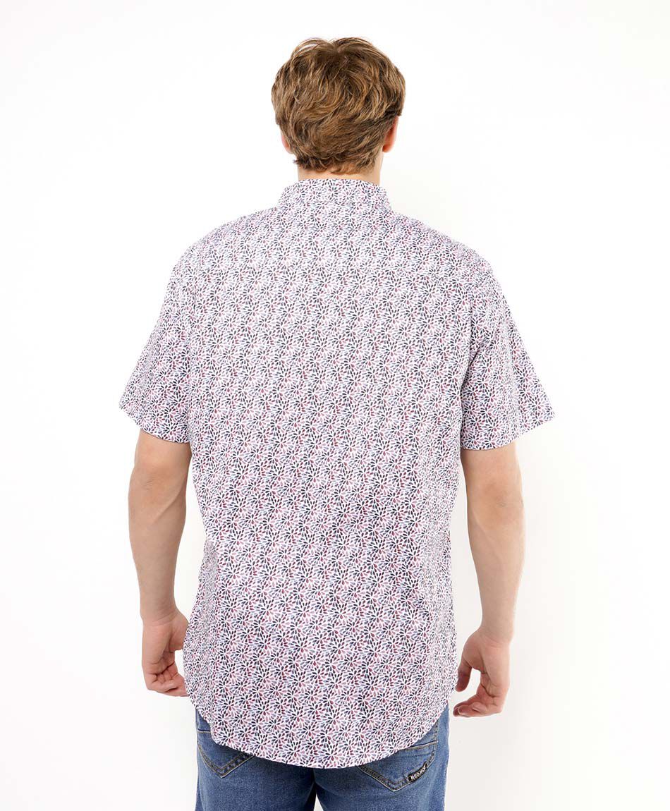 Camisa hombre estampado hojas multicolor