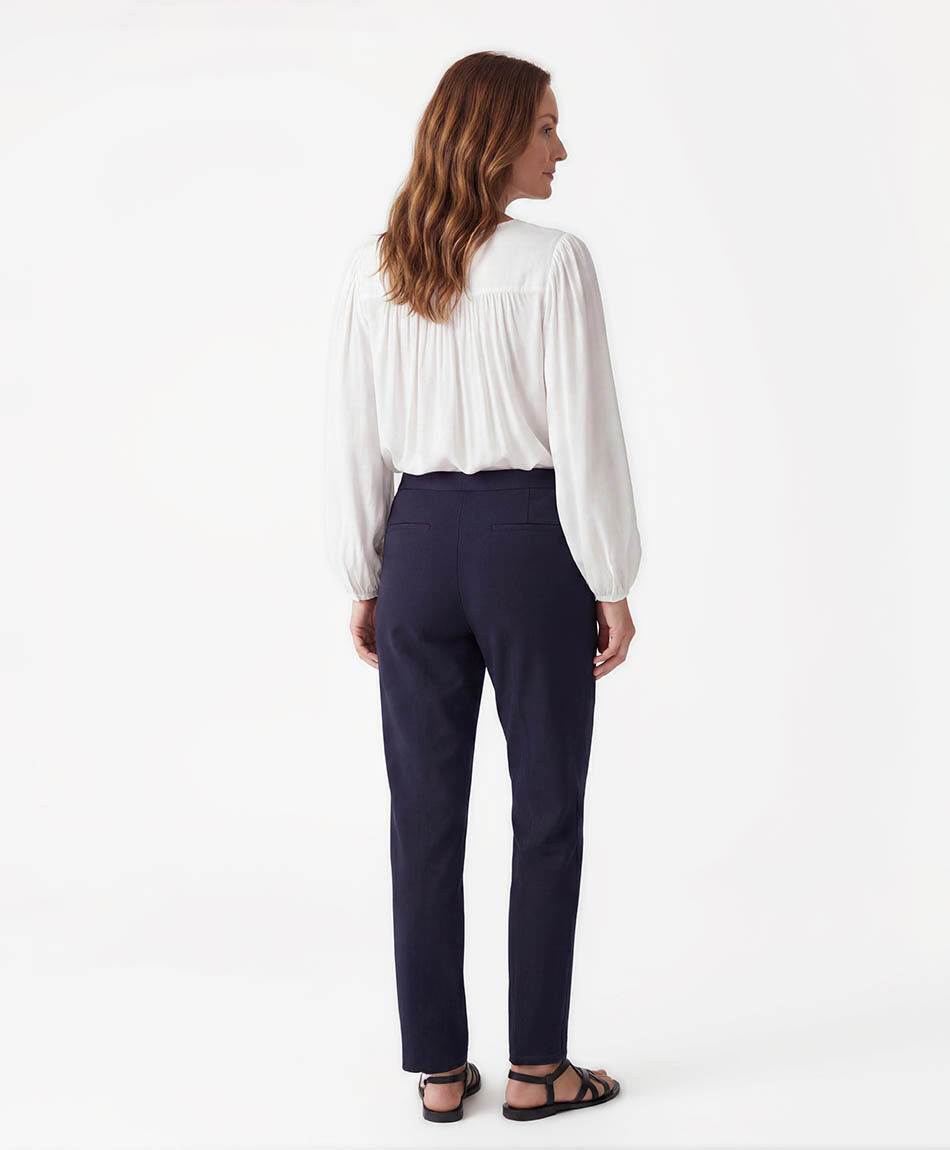 Pantal&oacute;n mujer azul detalle dorado
