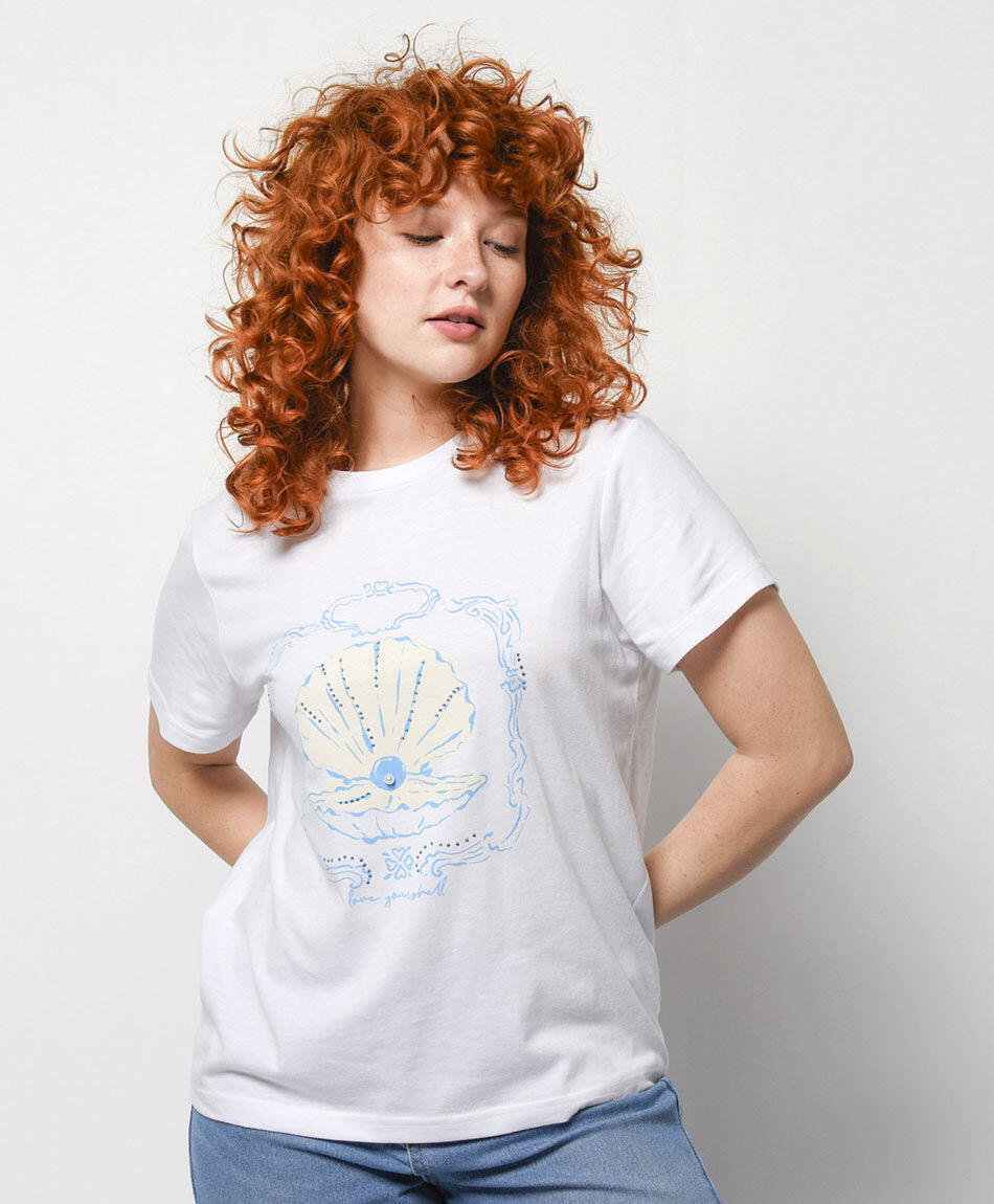 Remera mujer caracola perla
