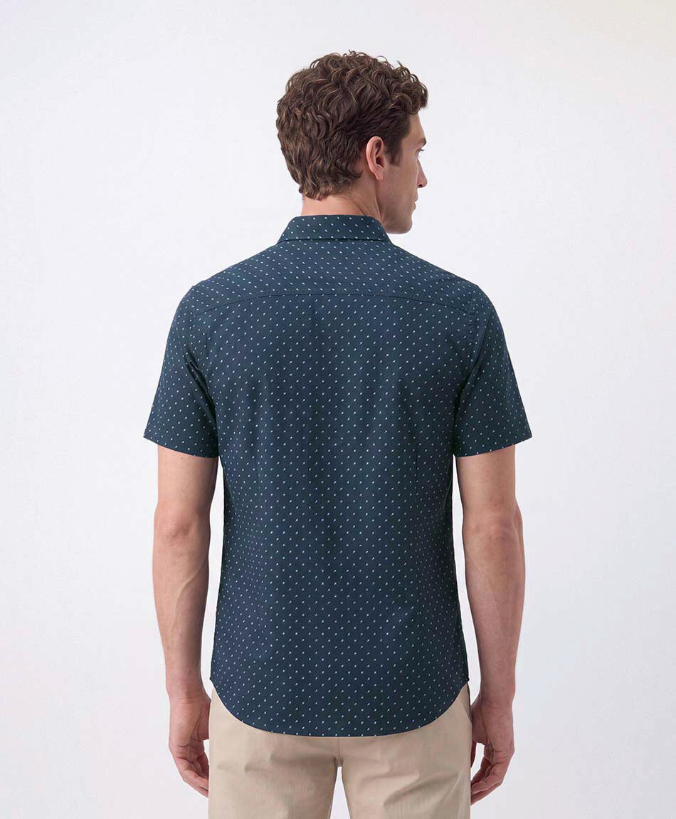 Camisa hombre navy puntos c&iacute;rculos