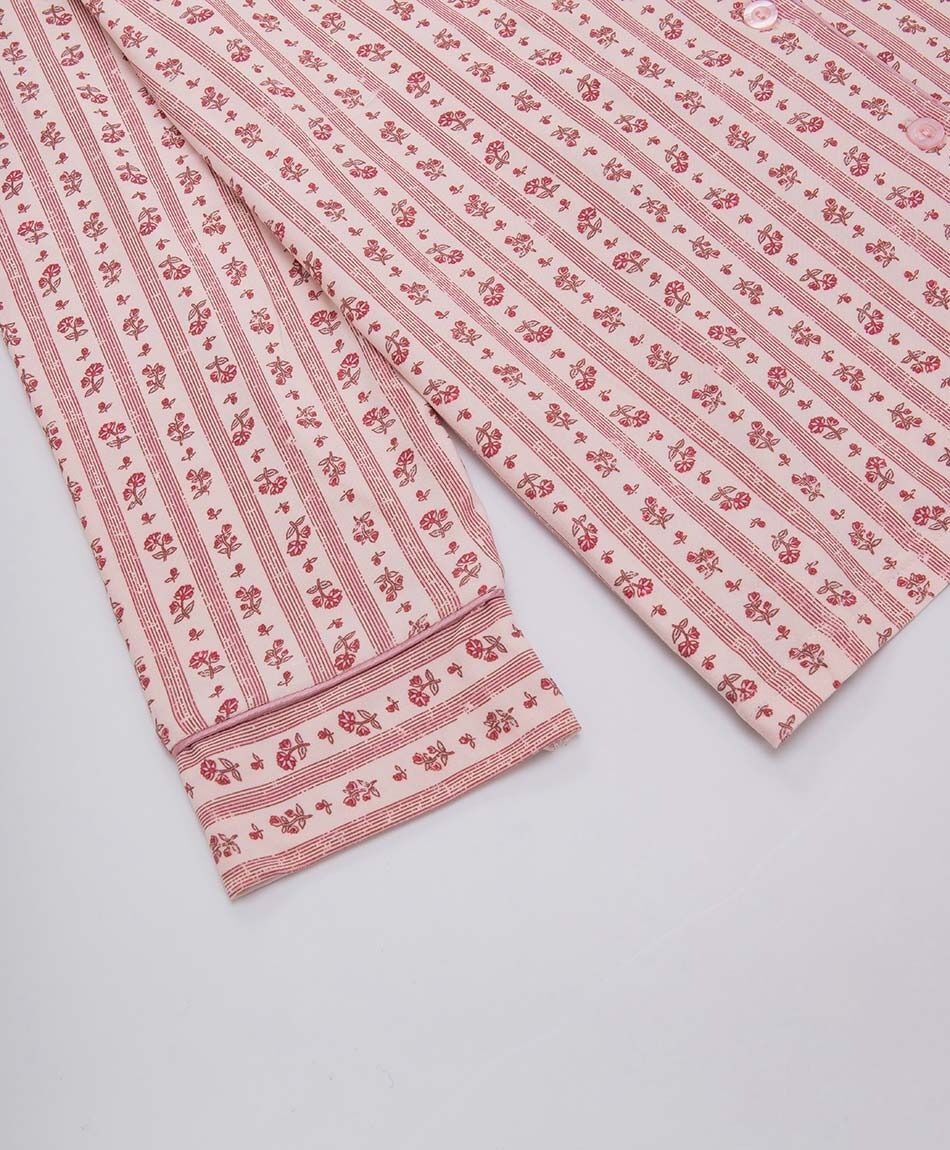 Pijama mujer camisero floreado rosado
