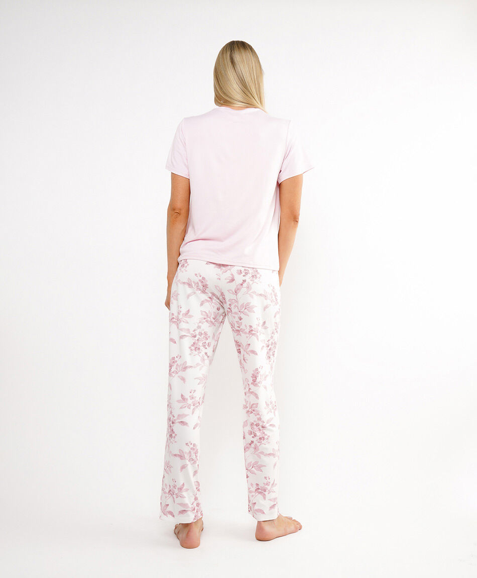 Pijama mujer dise&ntilde;o floreado pink