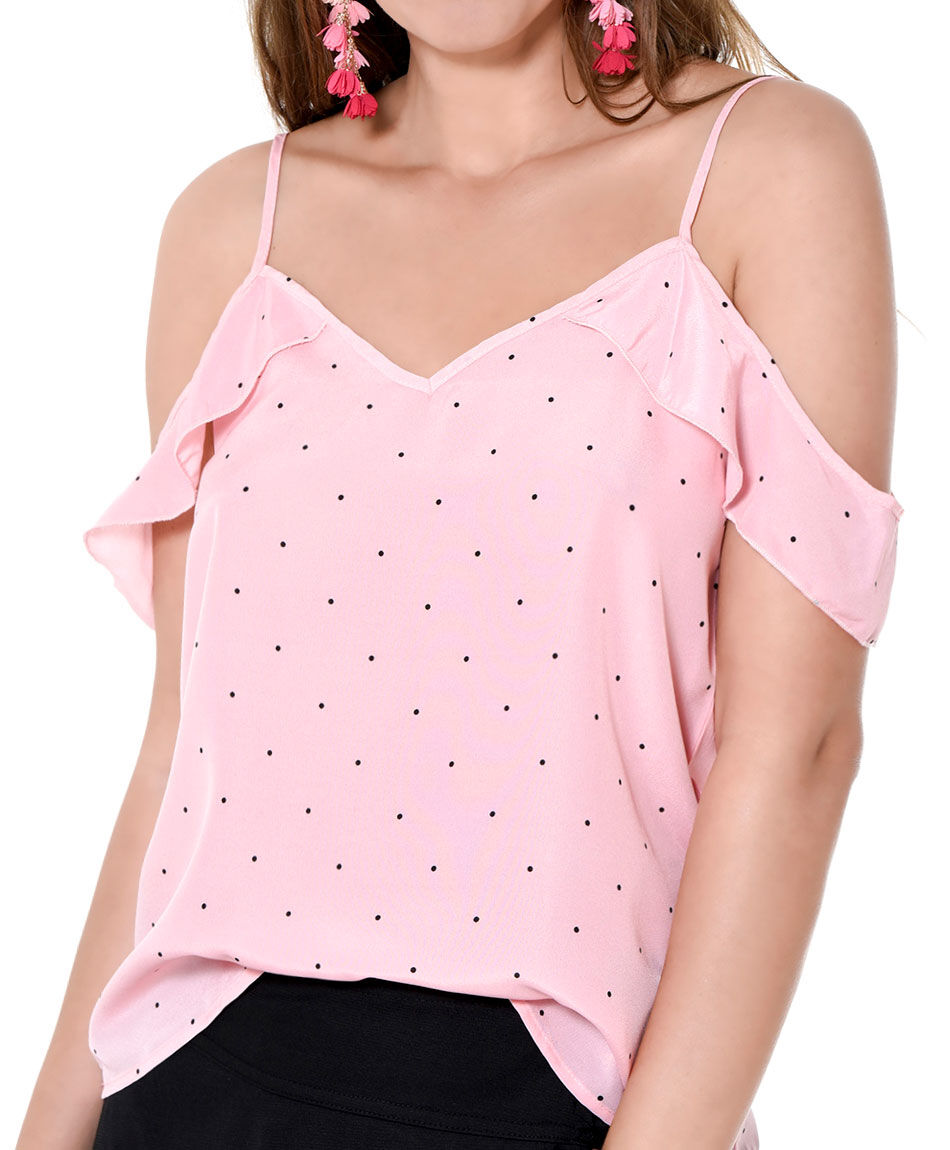 Blusa lunares vuelos hombro