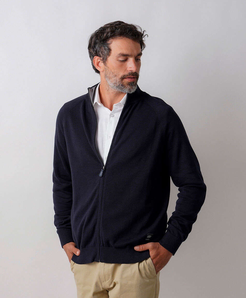 Sweater hombre cuello medio azul