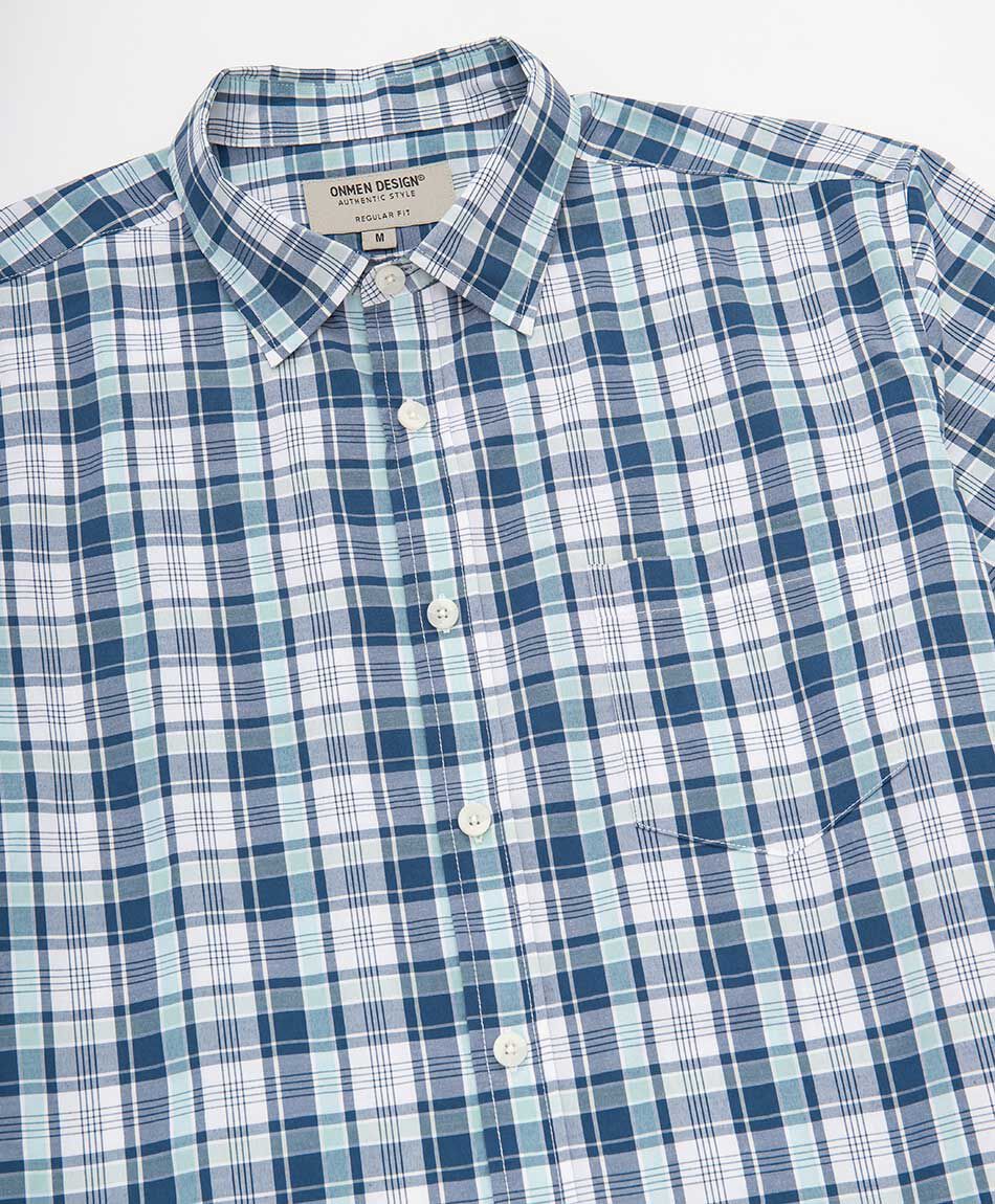 Camisa hombre cuadrill&eacute; azul