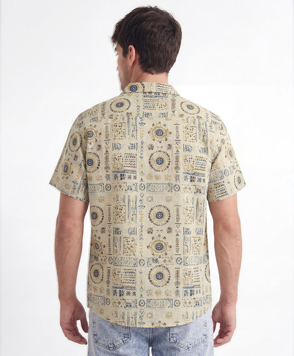 Camisa hombre dibujos lino