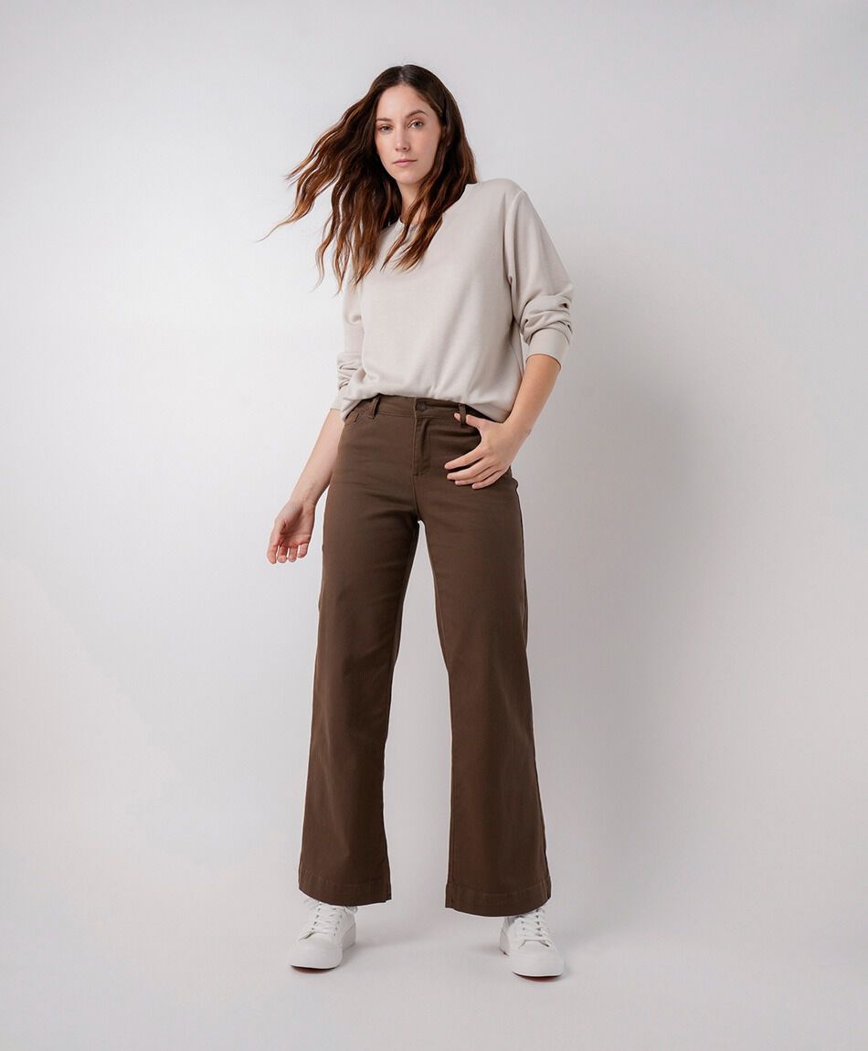 Jeans mujer wide leg chocolate