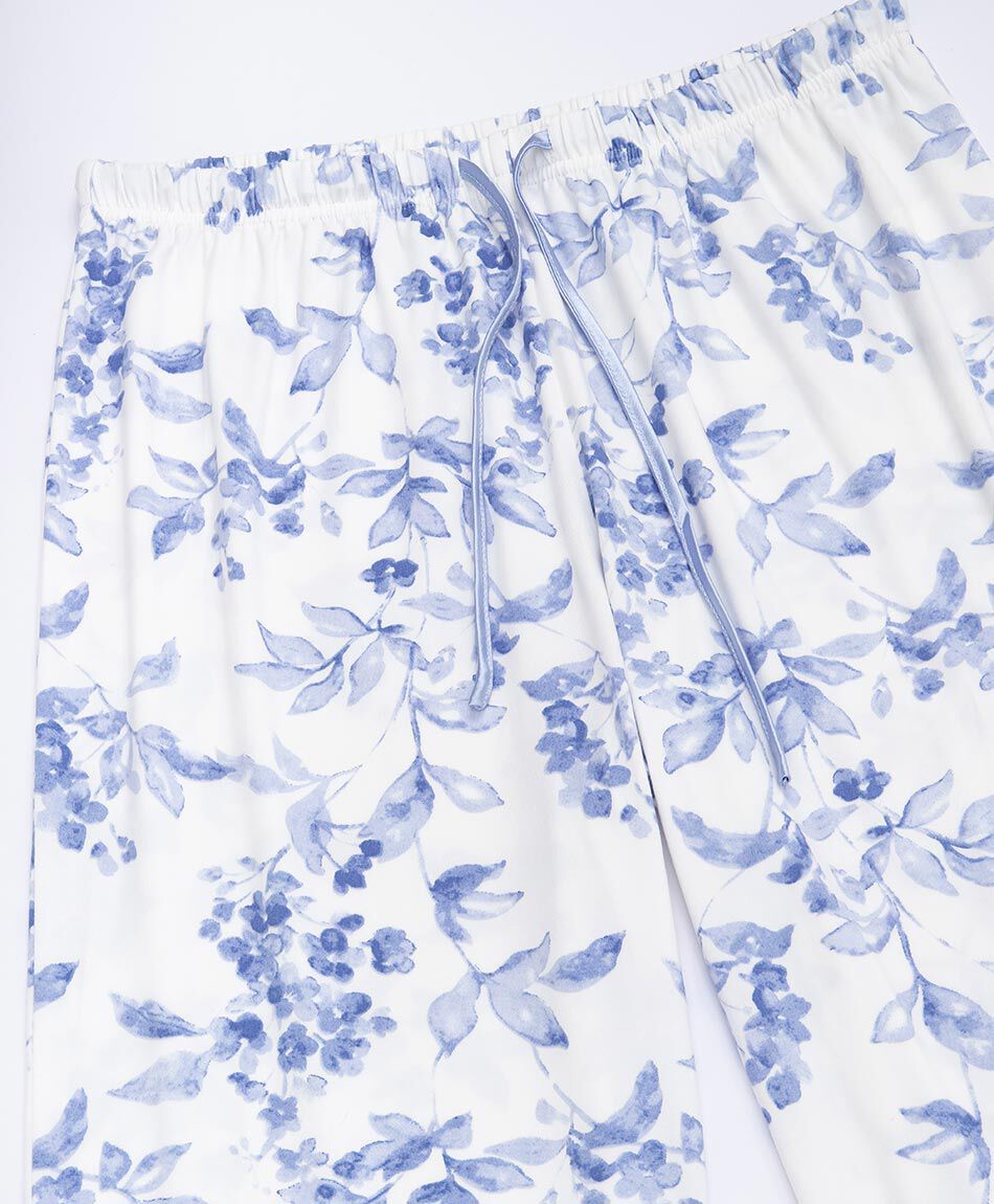 Pijama mujer pantal&oacute;n floreado azul