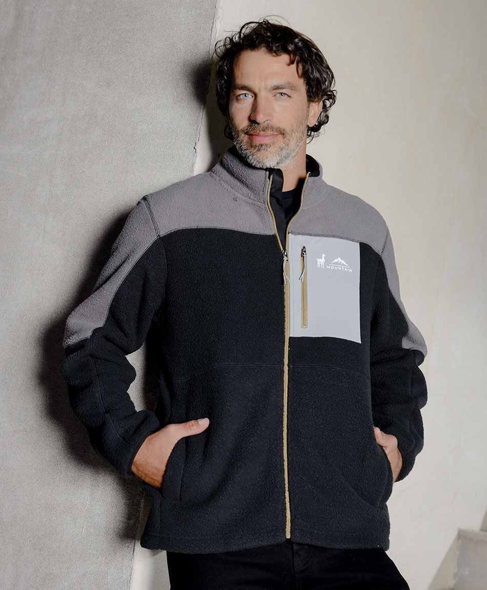 Campera hombre polar bicolor bolsillo