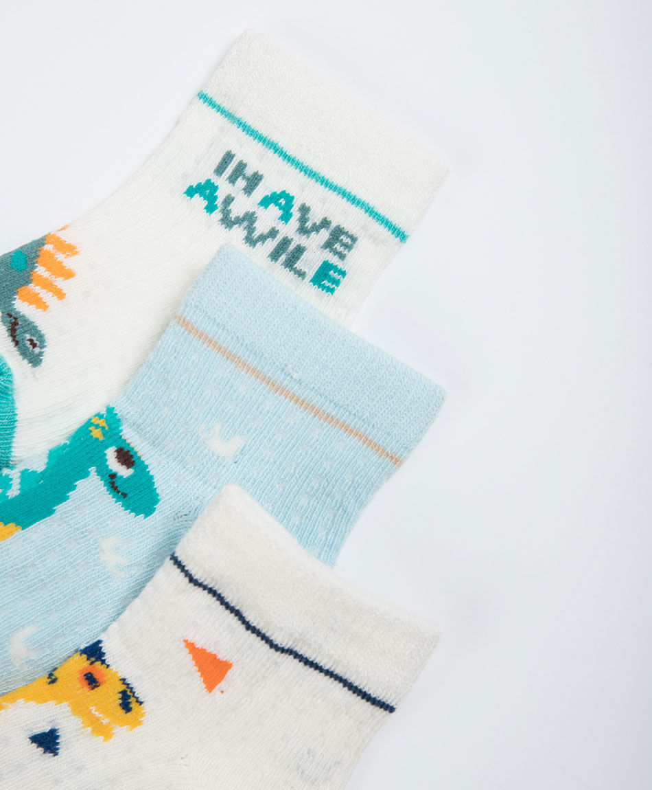 Pack 3 medias beb&eacute; dinosaurios