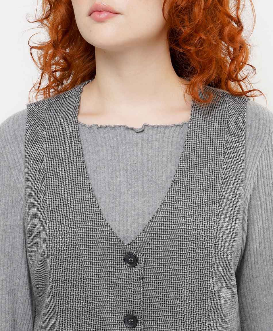 Vest mujer mini check grey
