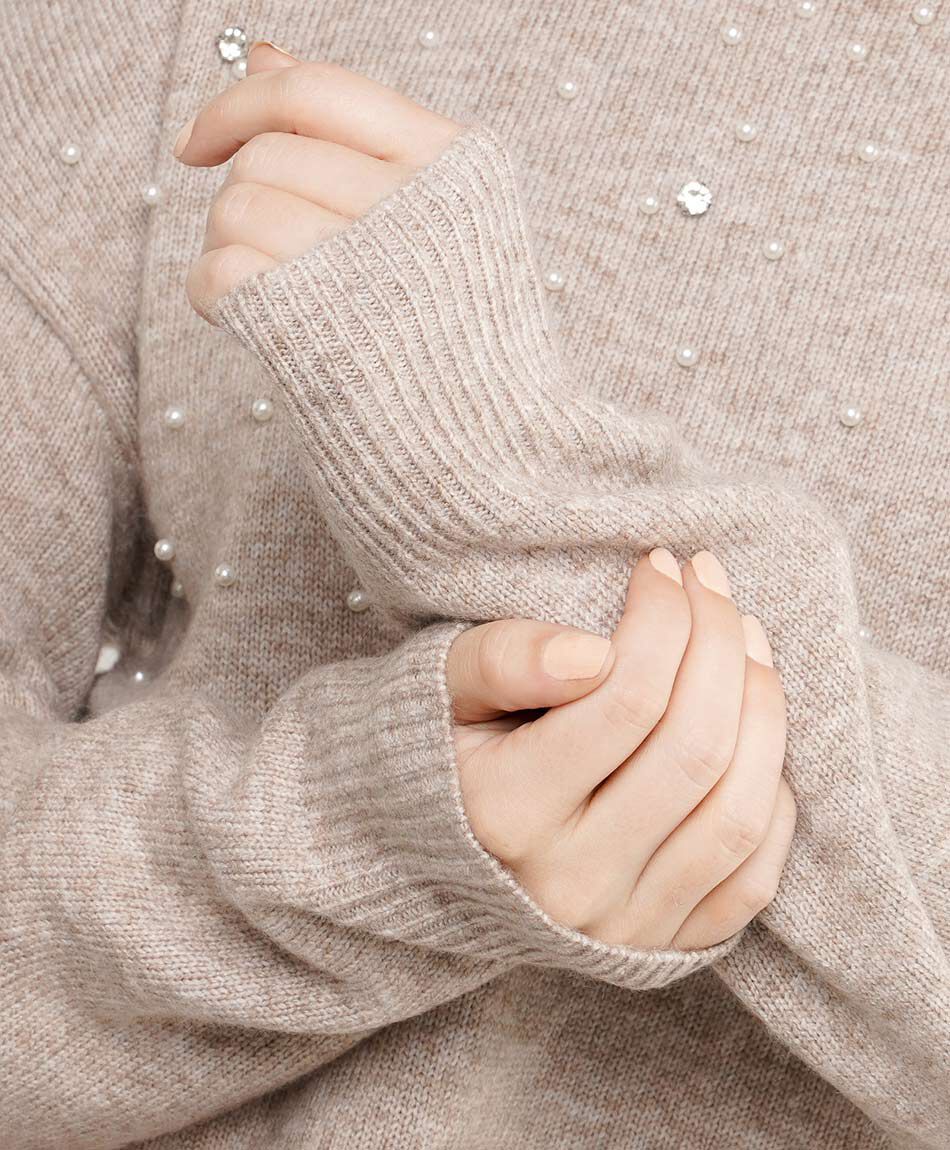 Sweater mujer perlas bordadas