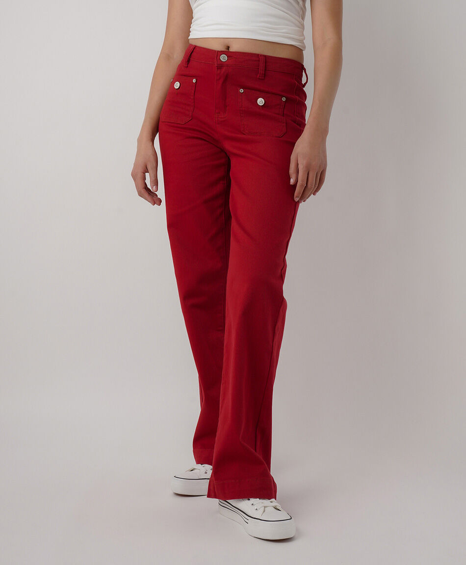 Jeans mujer wide leg rojos