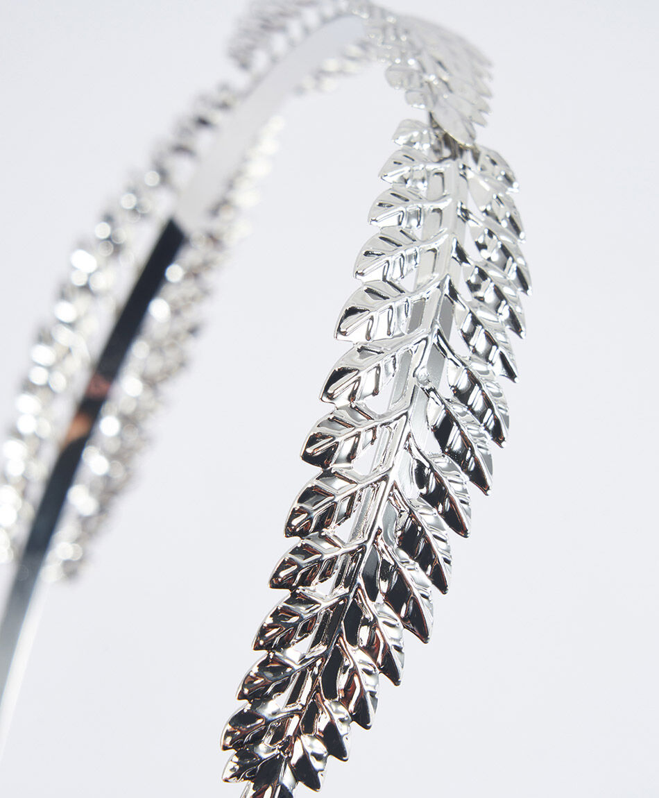 Cintillo mujer hojas plateadas