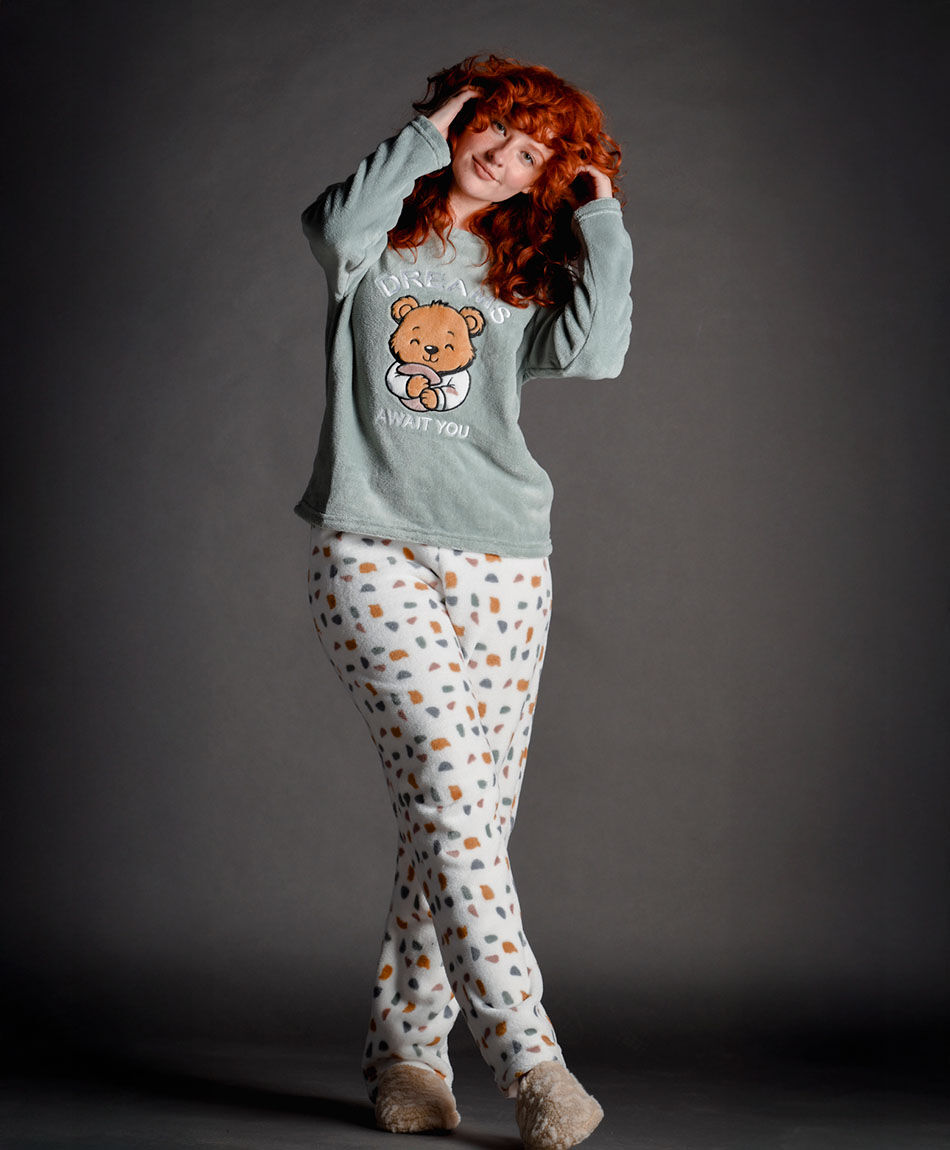 Pijama mujer coral oso