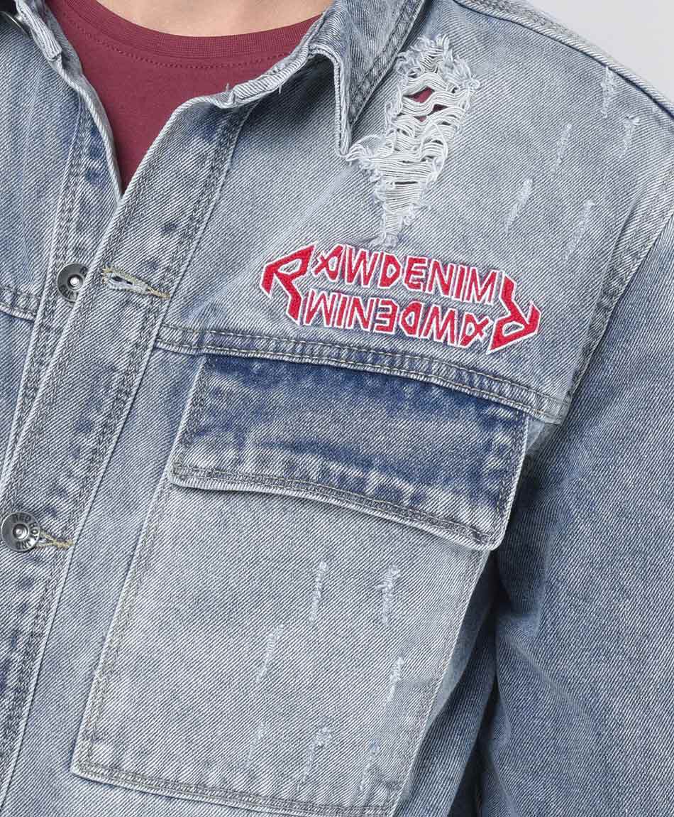 Chaqueta hombre denim doble estampado