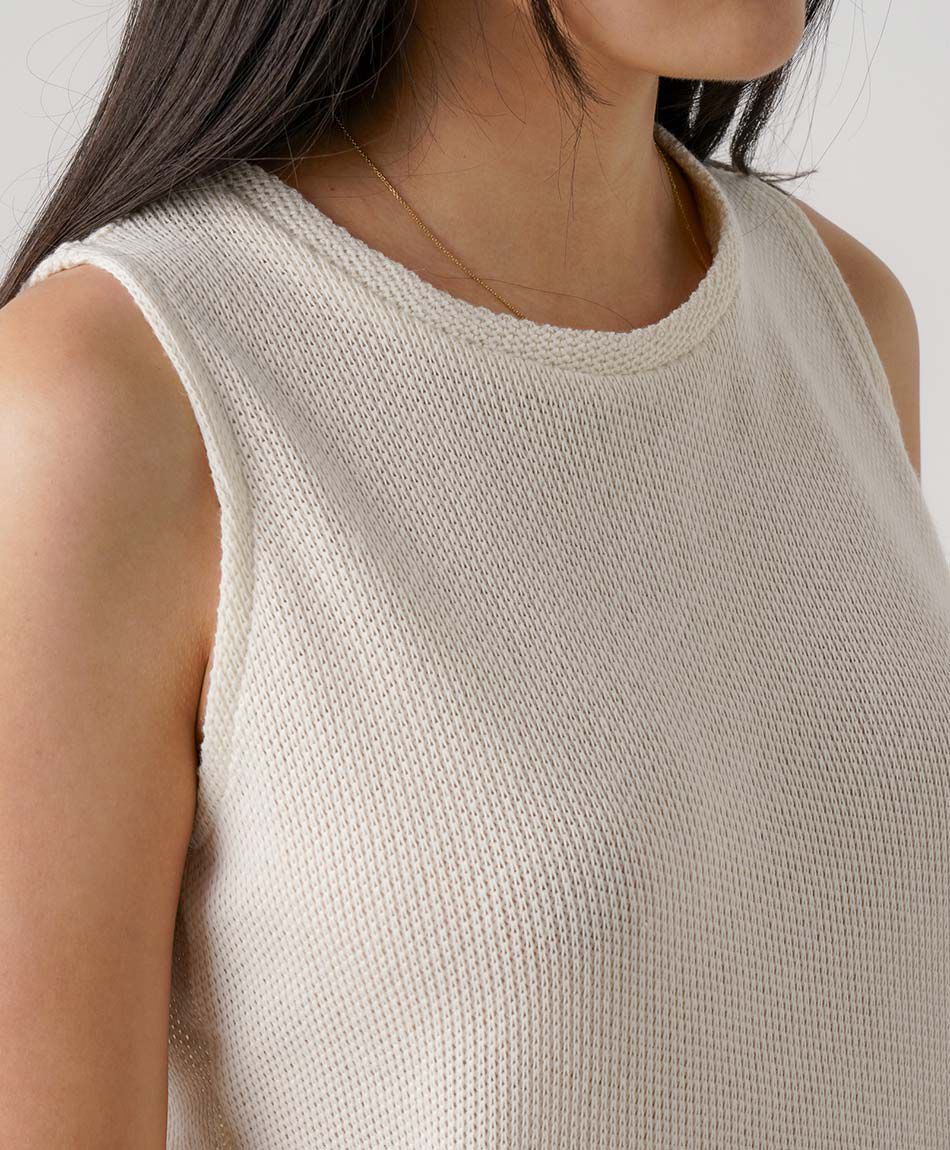 Remera mujer estilo tejido sin mangas