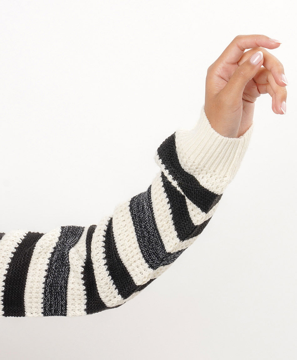 Sweater mujer dise&ntilde;o rayas metalicas