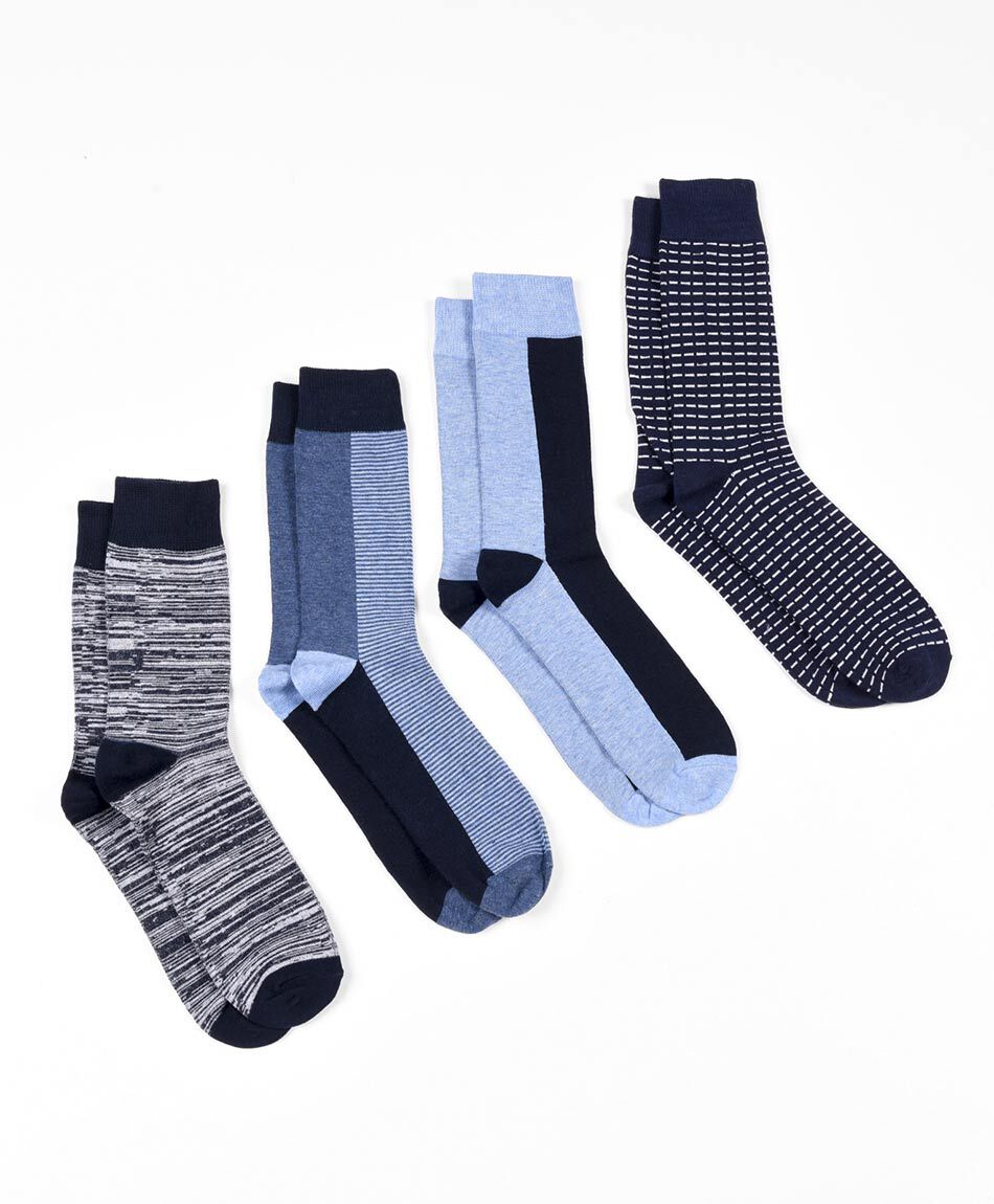 Pack 4 calcetines hombre azules largos