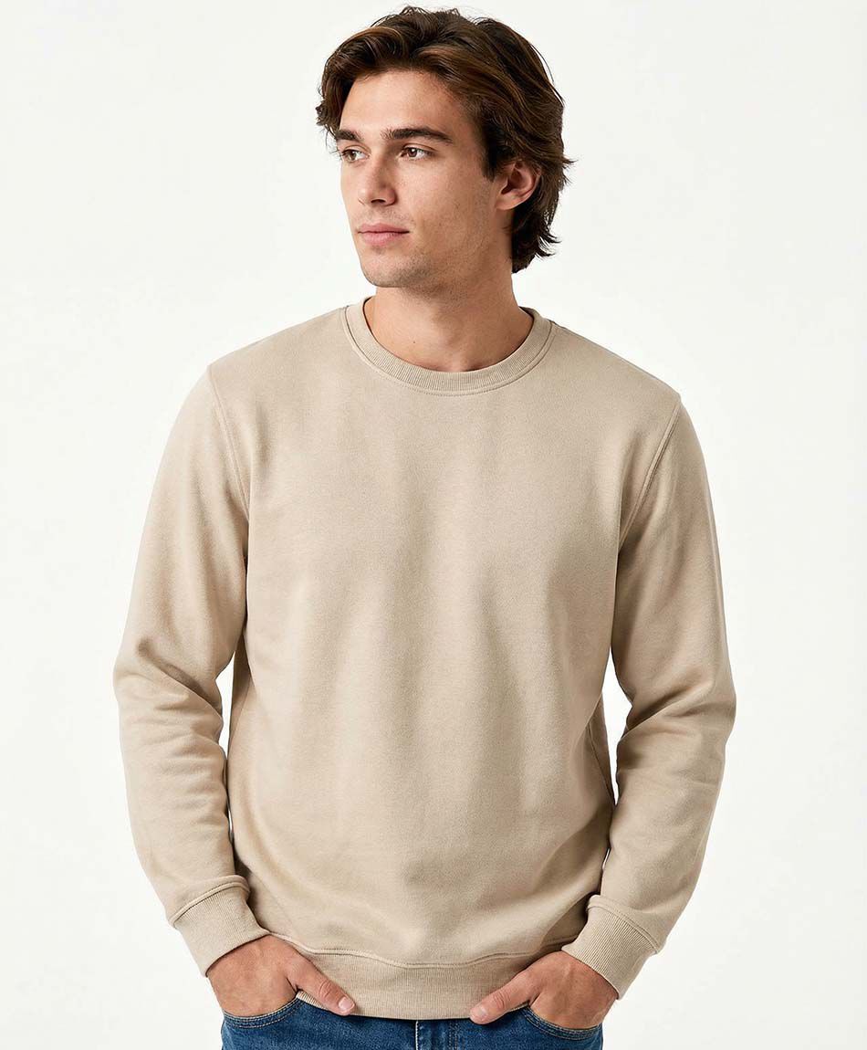 Poler&oacute;n hombre cuello redondo beige