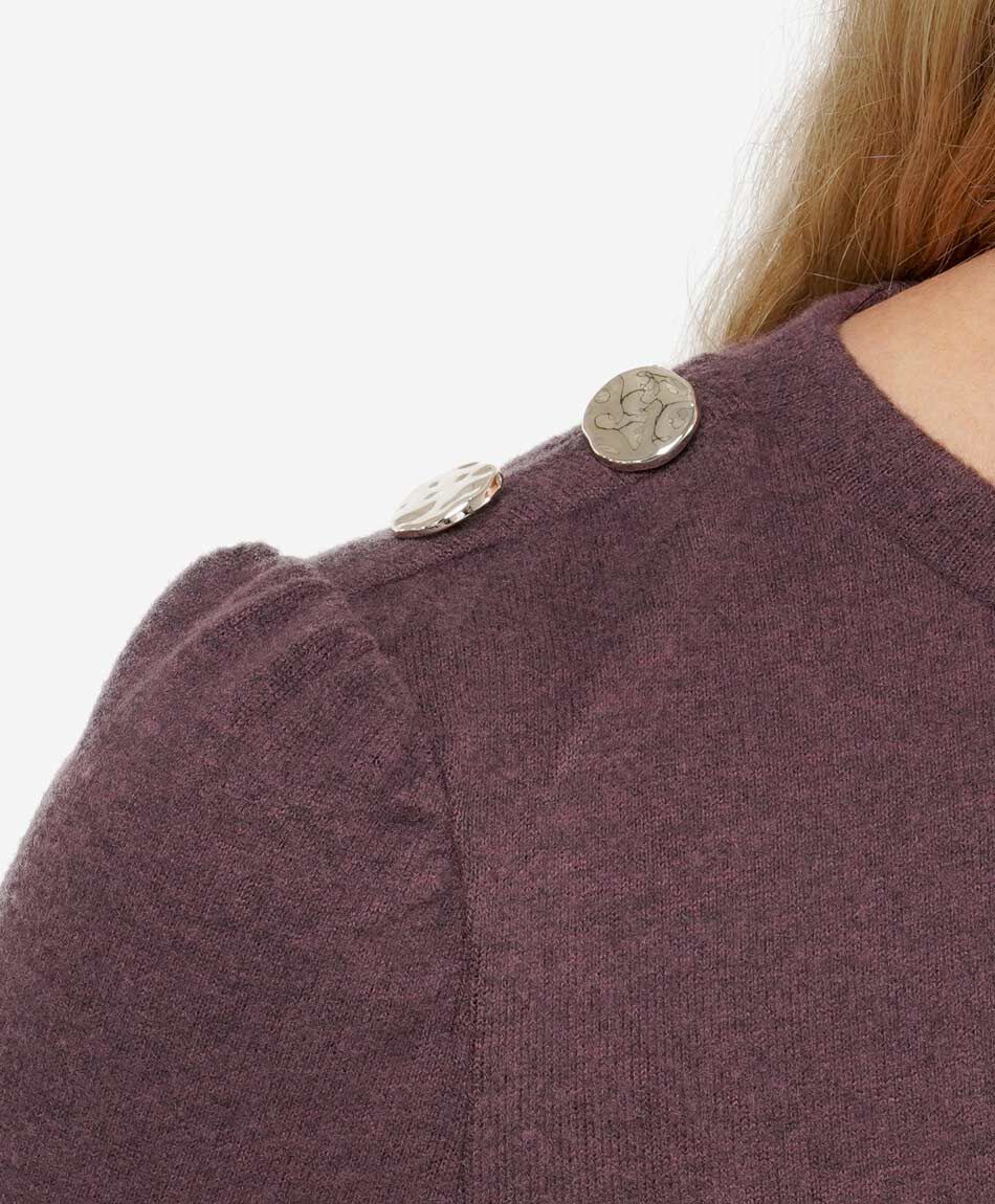 Remera mujer lanosa botones morada