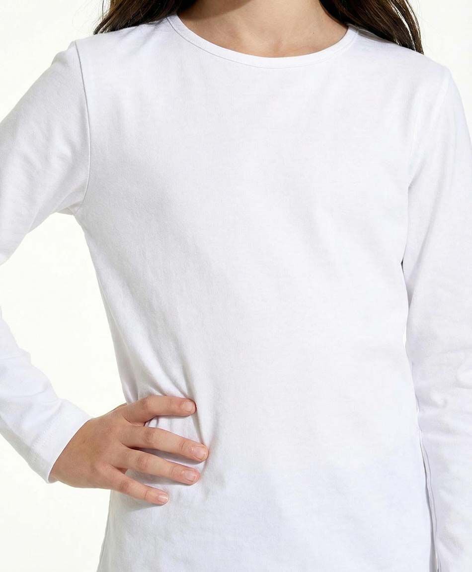 Camiseta infantil t&eacute;rmica cuello redondo white