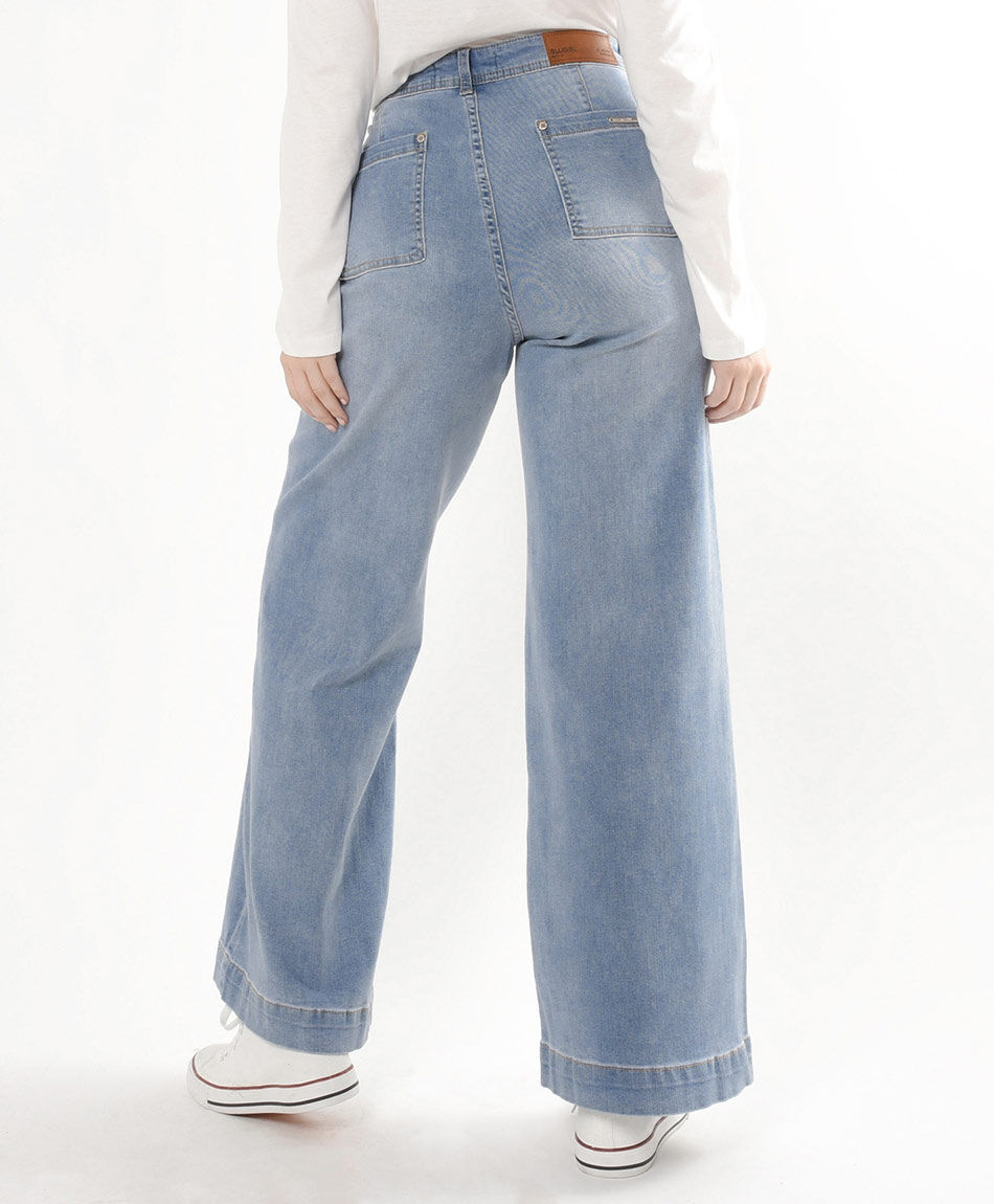 Jeans mujer bolsillo lateral wide