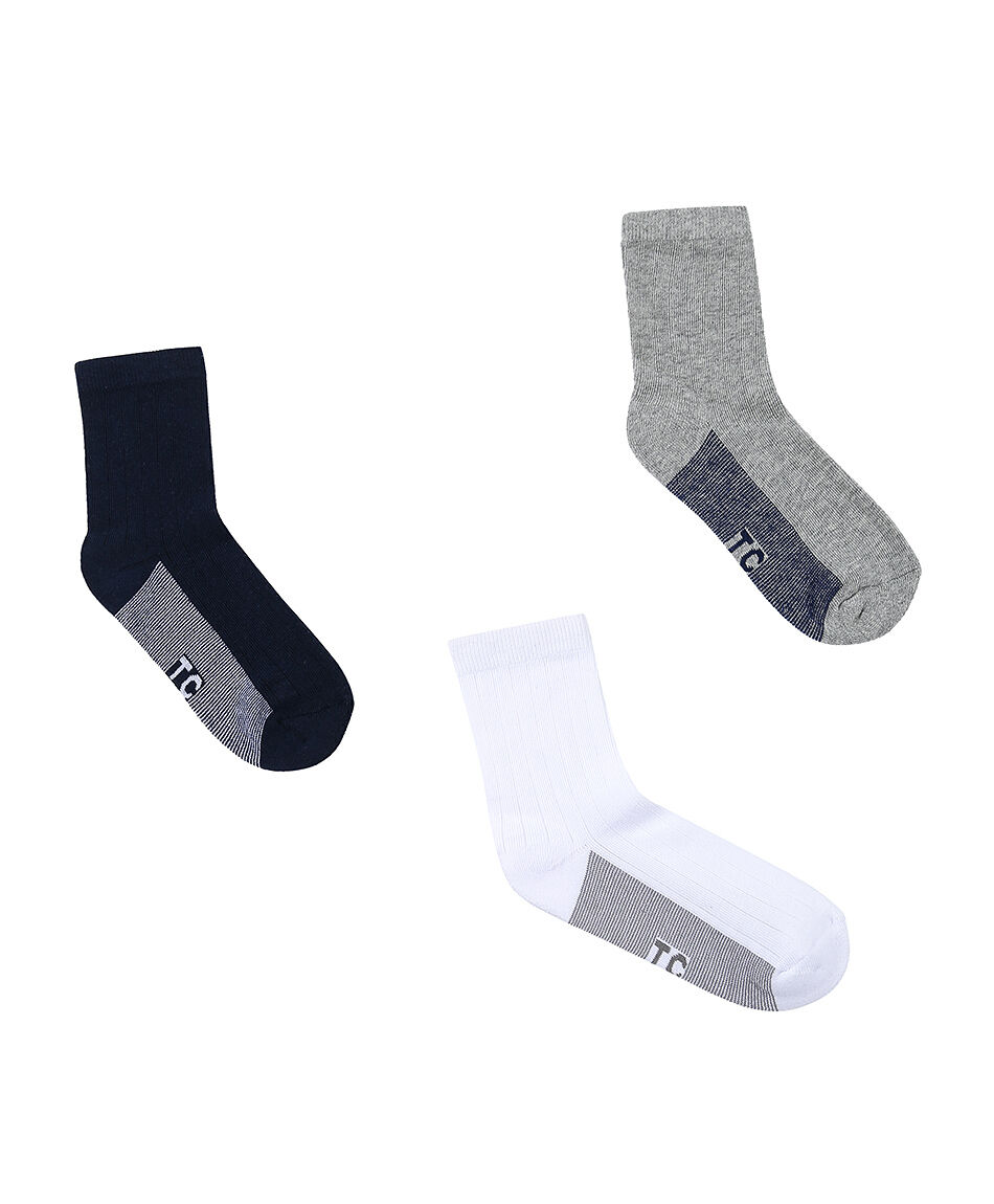 Pack 3 medias escolar algod&oacute;n tricolor