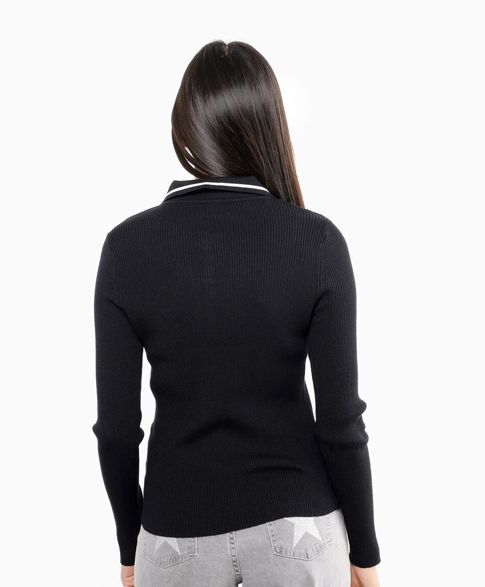 Sweater mujer cuello polo l&iacute;nea