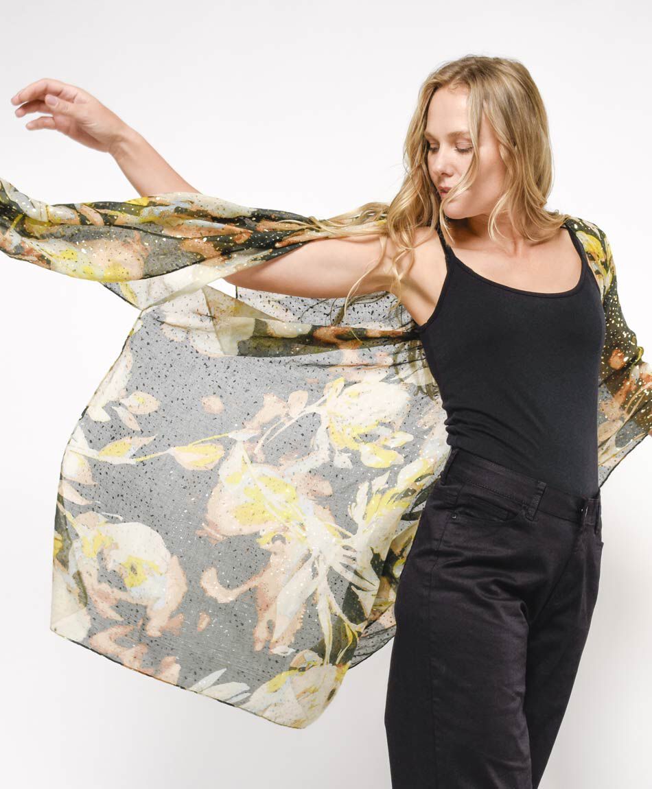 Pareo mujer flores brillos