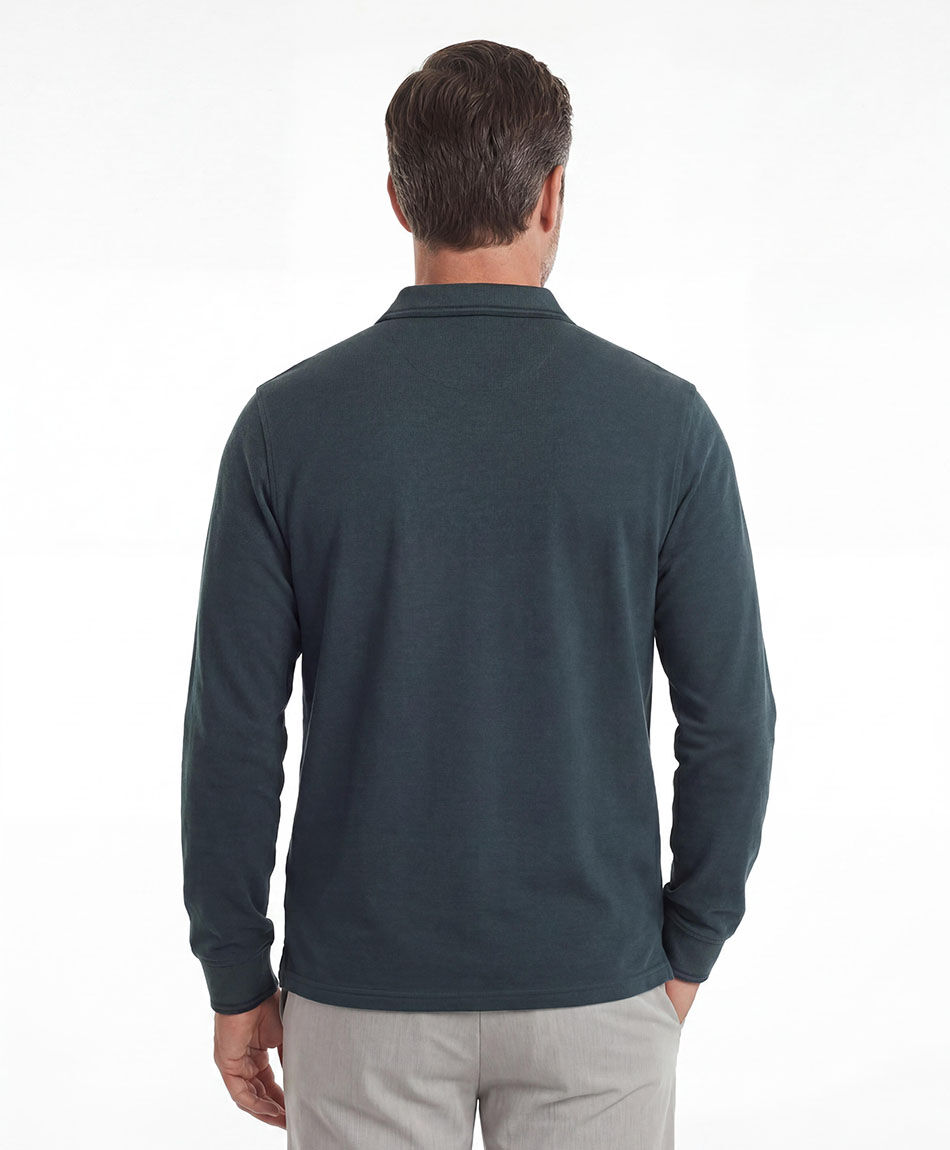 Remera hombre polo manga larga verde oscuro