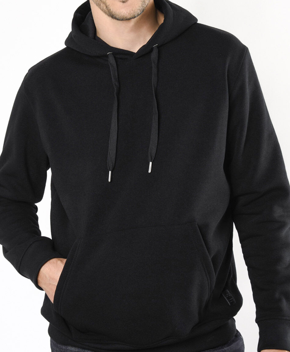 Buzo hombre liso b&aacute;sico negro