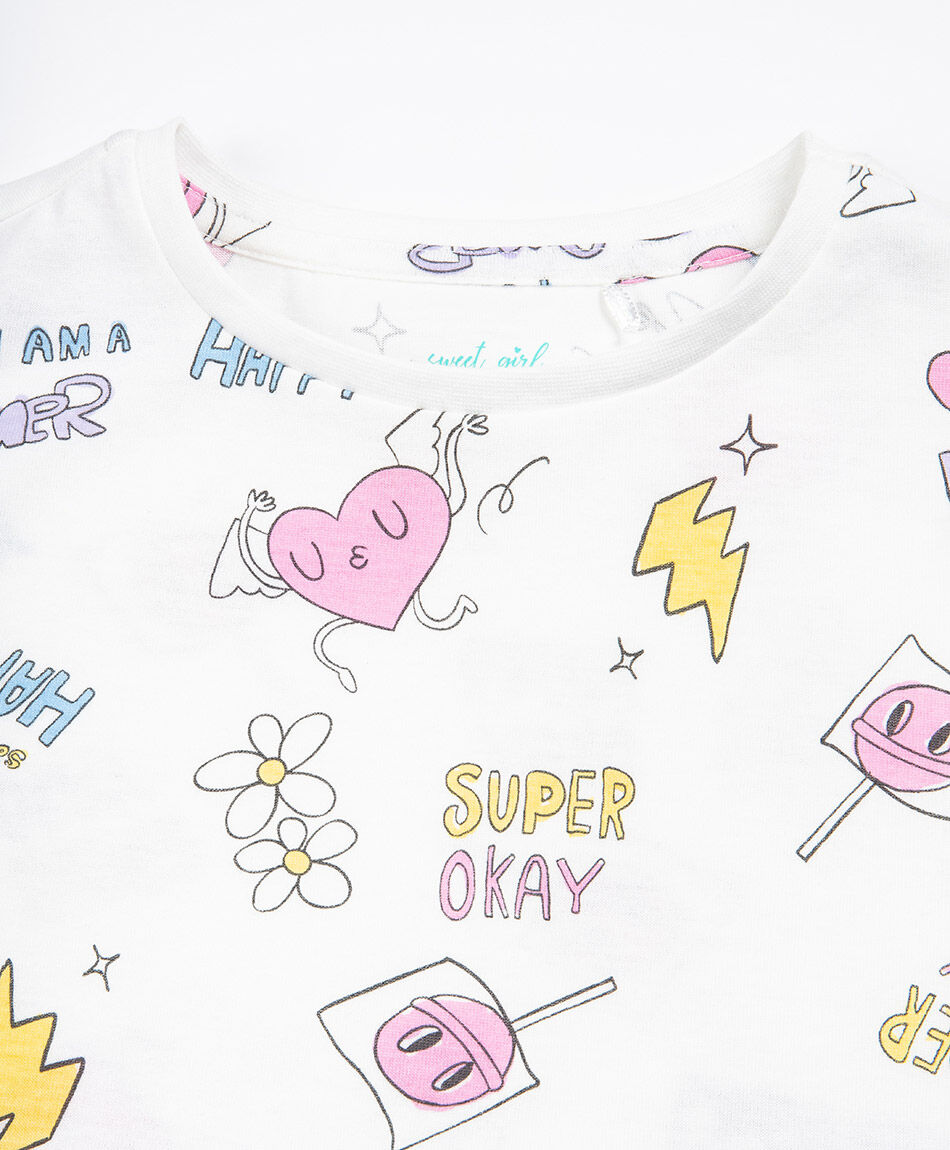 Remera ni&ntilde;a blanca dibujos