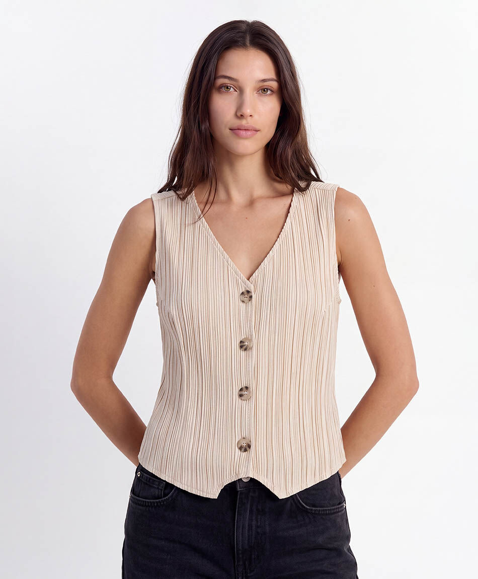 Vest mujer acanalado satinado