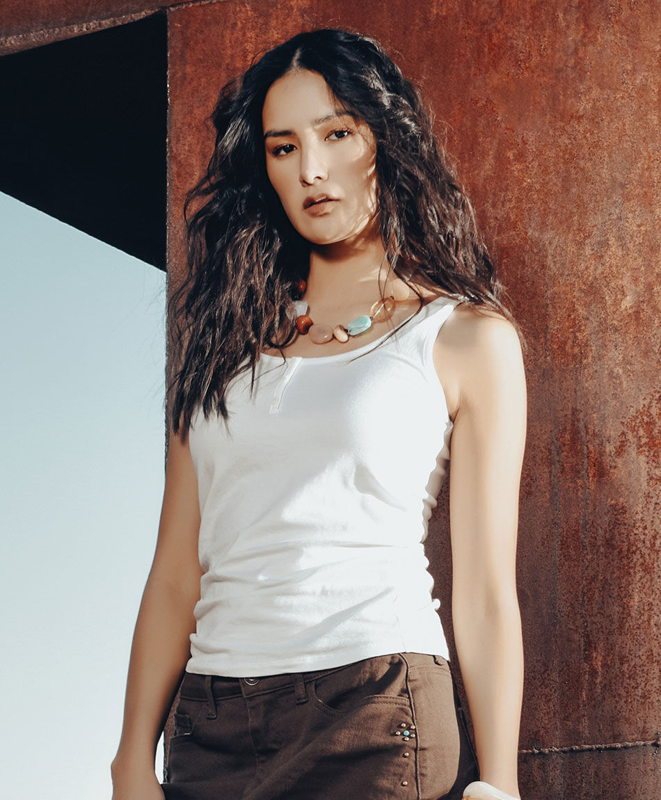 Remera mujer top botones