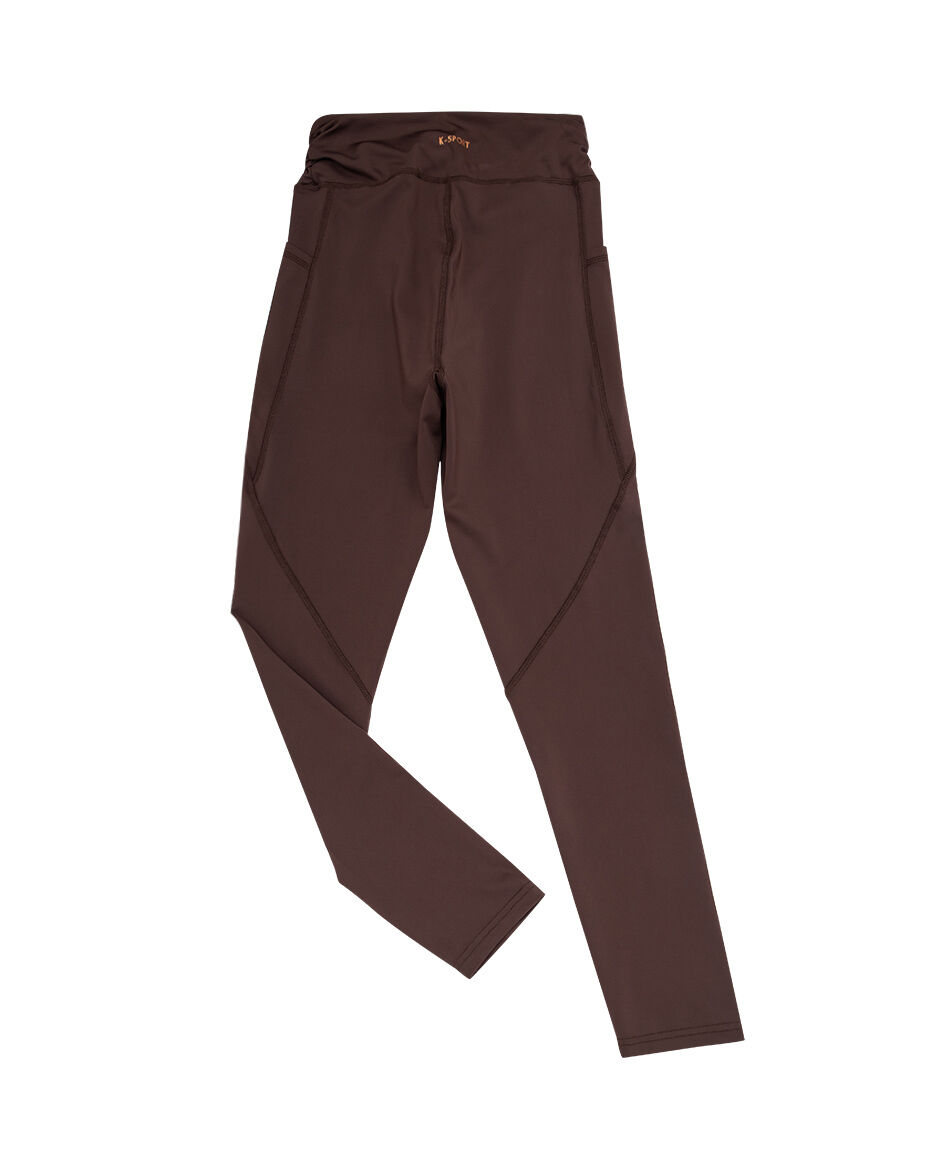 Calza deportiva mujer tiro alto cafe