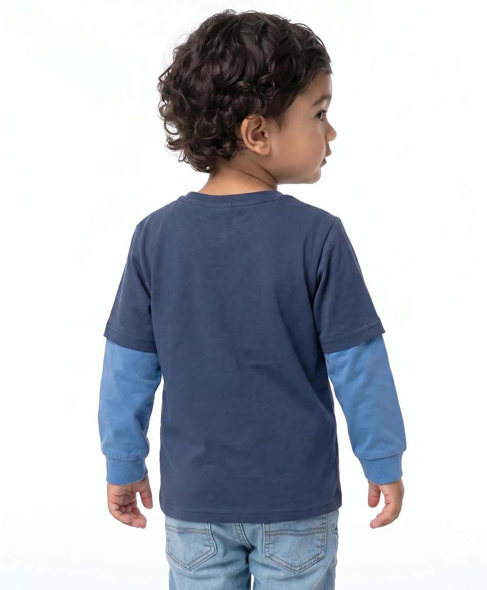 Remera beb&eacute; manga larga camiones