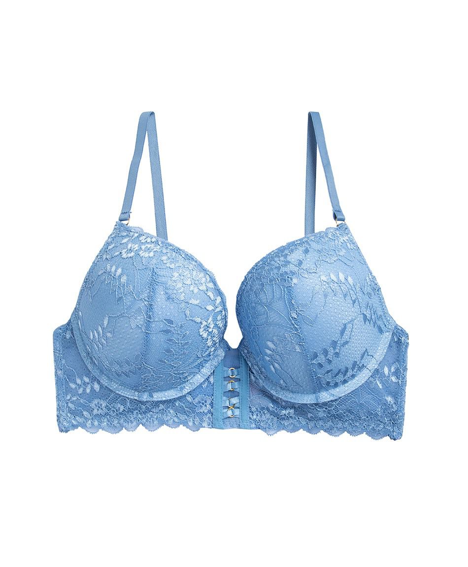 Corpi&ntilde;o mujer azul encajes