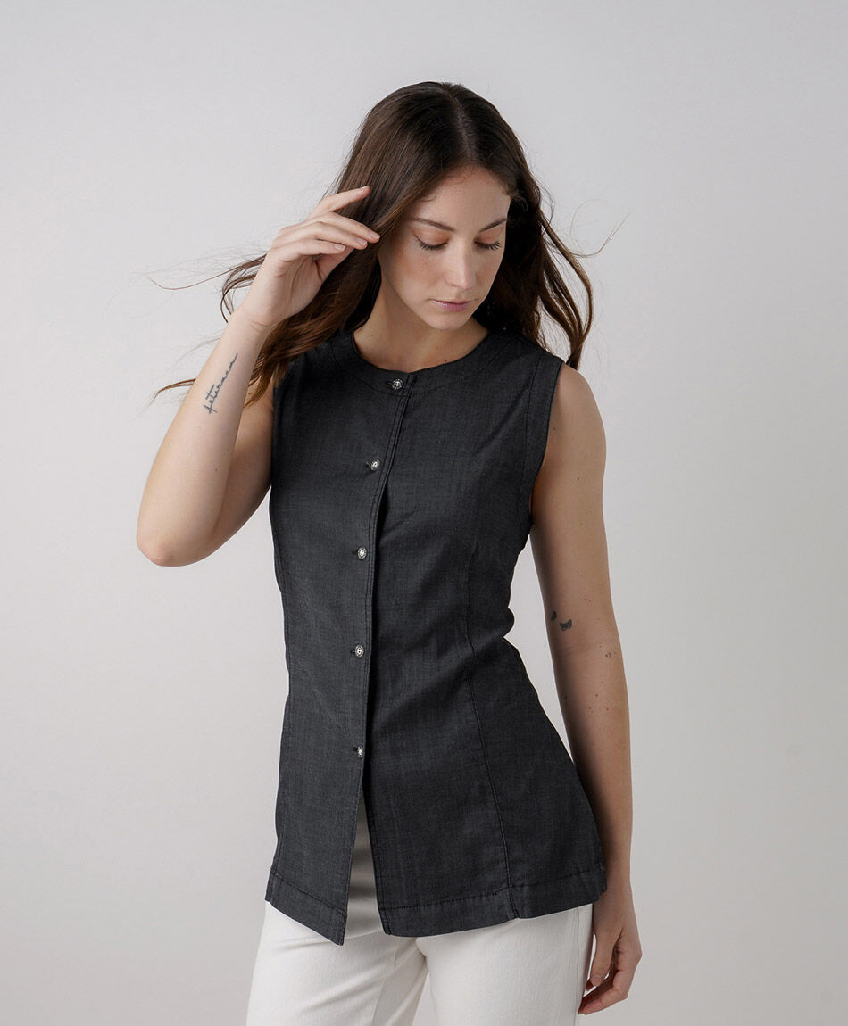 Chaleco mujer tencel entallado