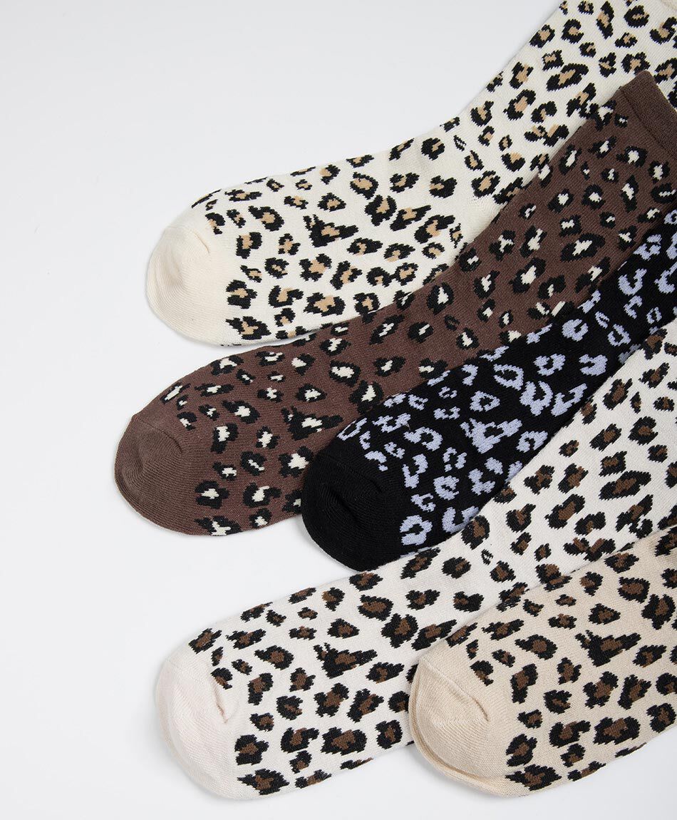 Pack 5 medias mujer animal print