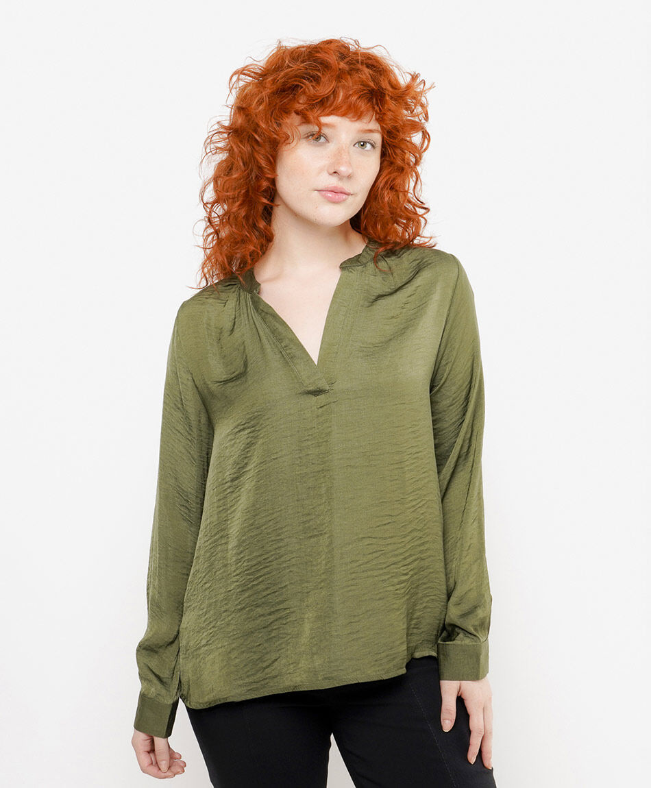 Camisa mujer satinada verde