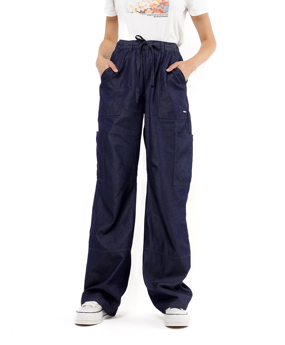 Pantal&oacute;n mujer cargo amarre acinturado