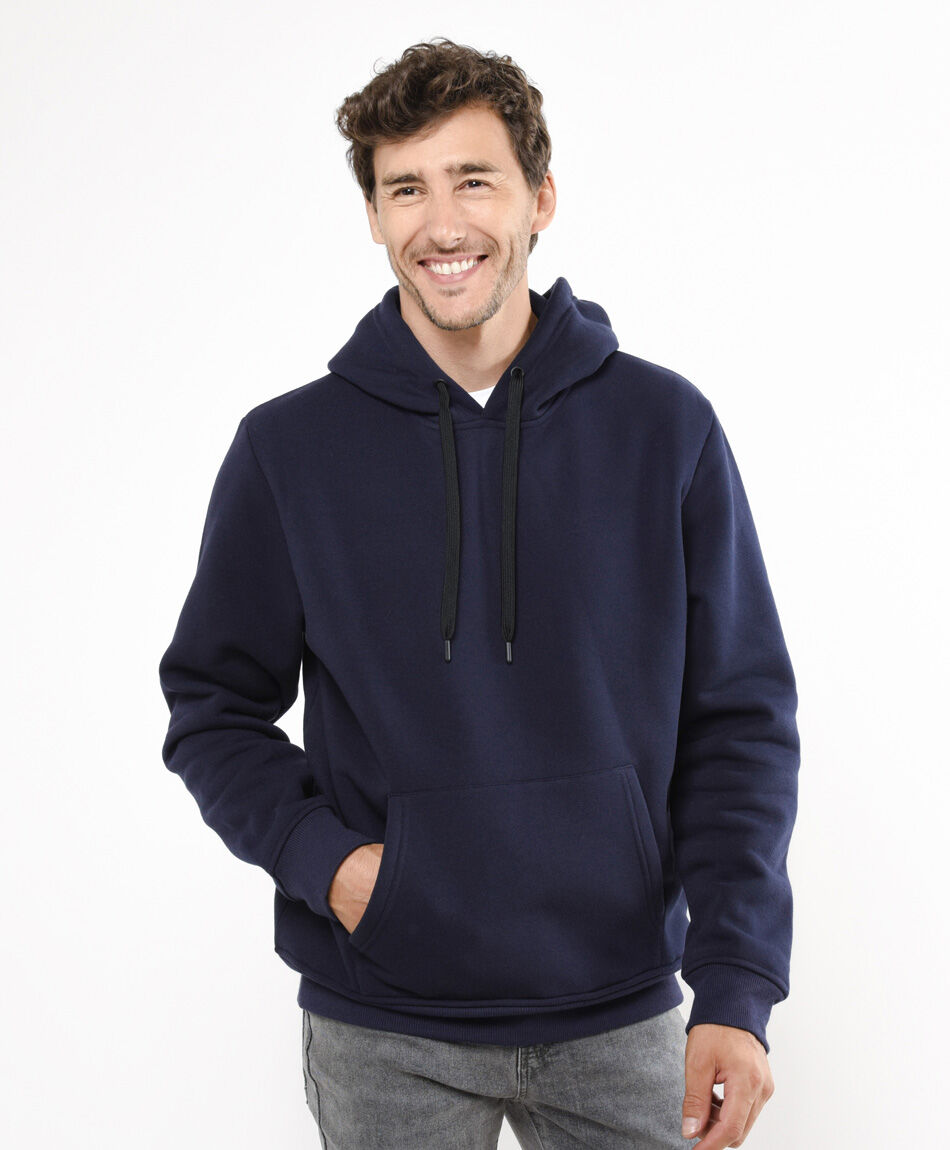 Buzo hombre liso capucha