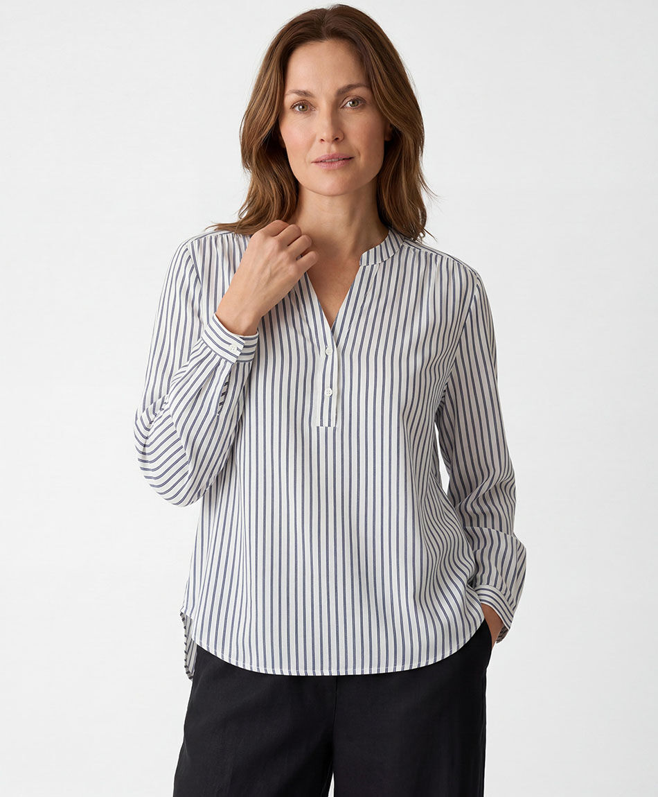 Camisa mujer rayas cuello mao