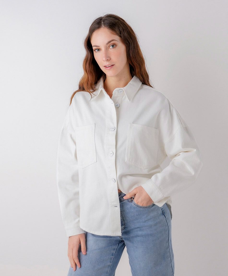 Camisa mujer denim oversize blanca