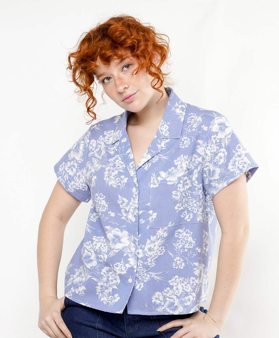 Camisa mujer lino flores