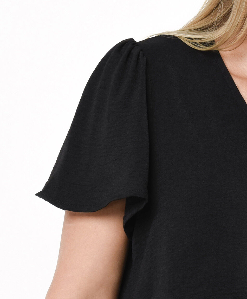 Camisa mujer manga vuelo black