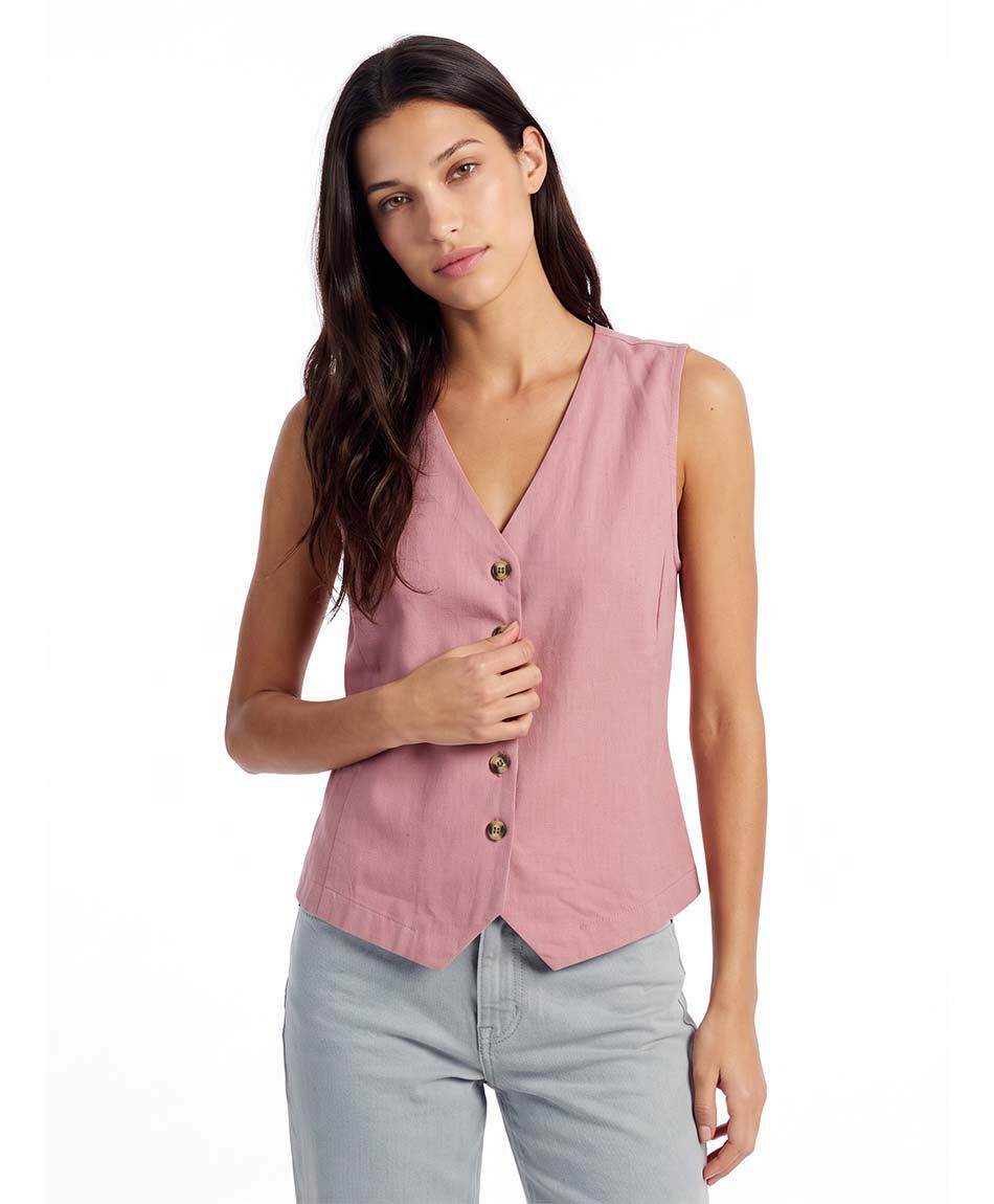 Chaleco mujer lino liso