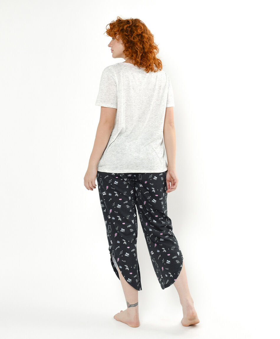 Pijama mujer gatito capri