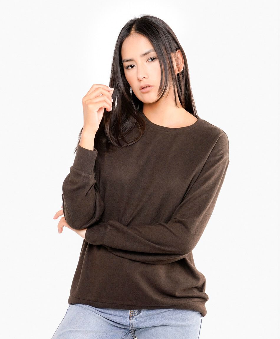 Buzo mujer cl&aacute;sico icon brush caf&eacute;